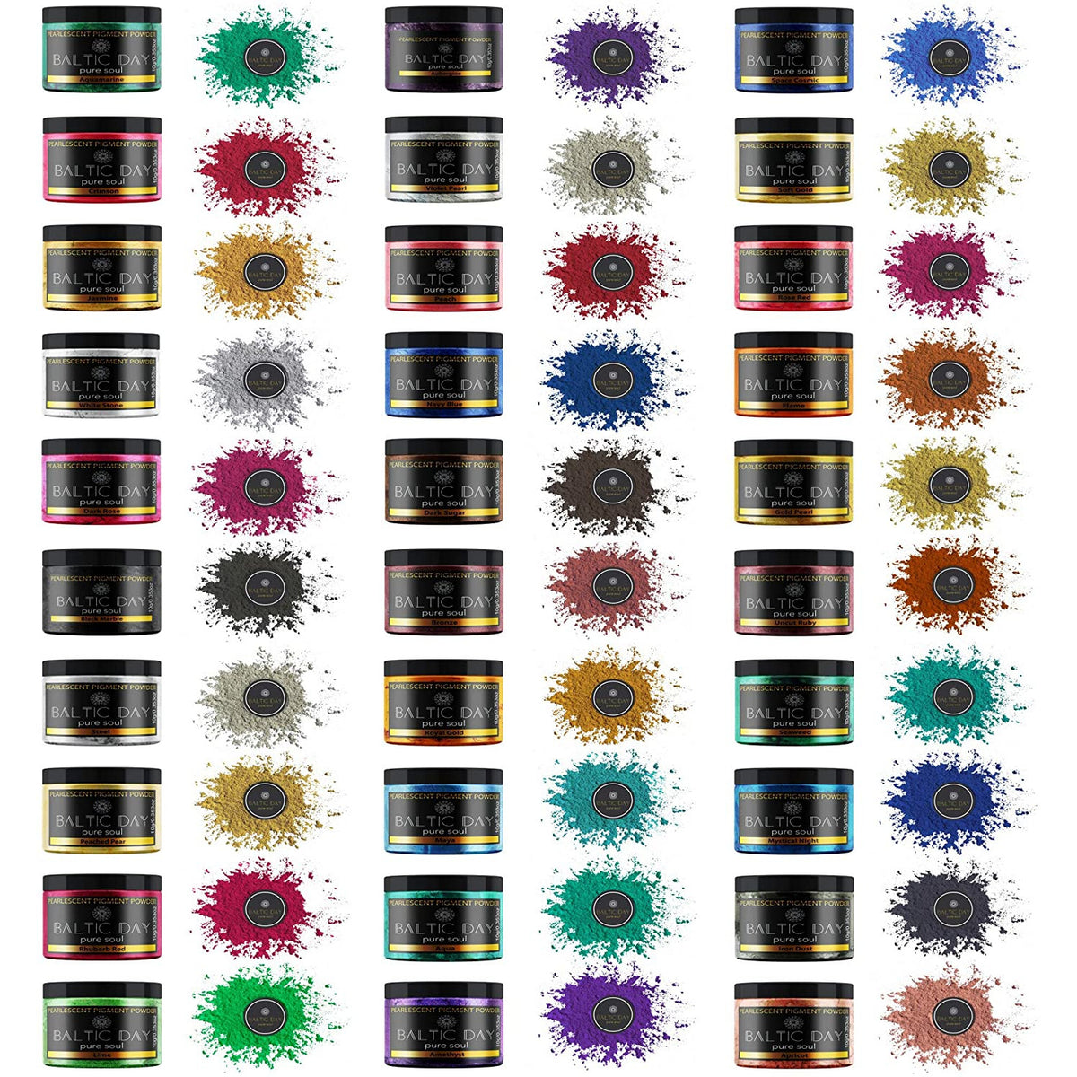 Baltic Day Mica Powder 60 Pigment Powder Colors for Epoxy Resin, Paint Dye,  Soap Making, Slime, Bath Bombs, Candles, Nail Polish, Lips 