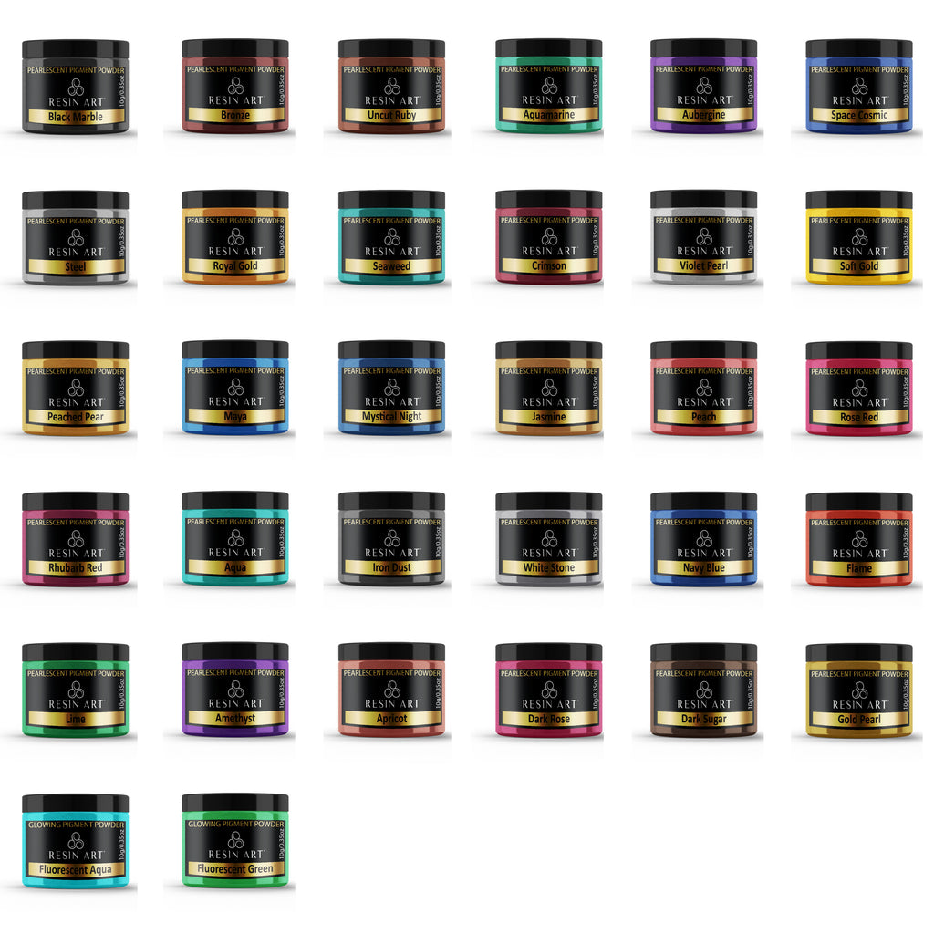 ResinArt Pigment Powder - 32 Colors 10g (2 Glow Colors)