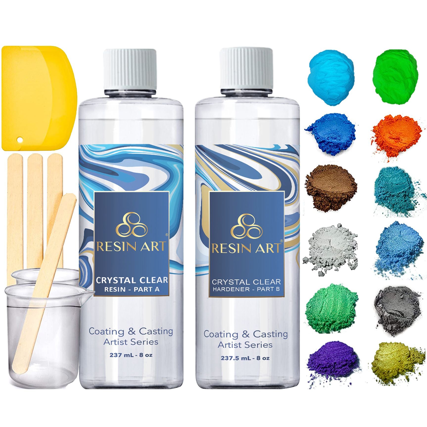 CHOCART Epoxy Resin Kit for Ocean Wave Art - 16oz (8oz Resin + 8oz Hardener) Coating Resin Kit for Art Craft - Non Toxic, Food Grade, Crystal Clear